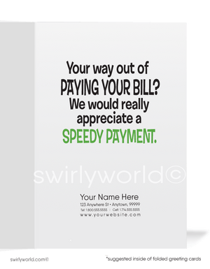 Funny Cartoon Cheetah Get Past-Due Receivable Paid with Bill Collection Greeting Cards