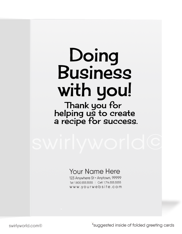 Chef Cartoon "It's Perfect Doing Business With You" Humorous Client Thank You Cards
