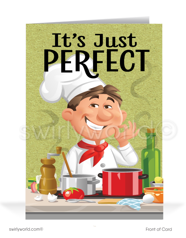 Chef Cartoon "It's Perfect Doing Business With You" Humorous Client Thank You Cards