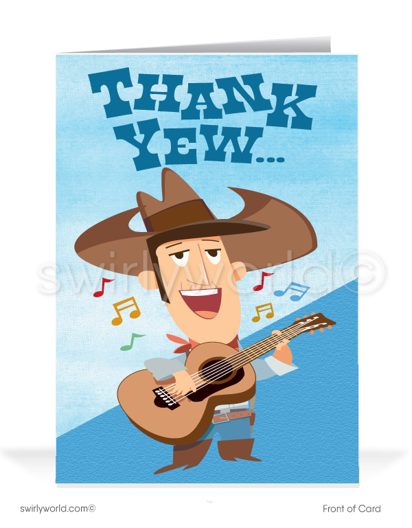 Funny Cartoon Cowboy "Thank You For Your Business" Greeting Cards for Customers