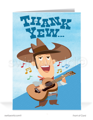 Funny Cartoon Cowboy "Thank You For Your Business" Greeting Cards for Customers