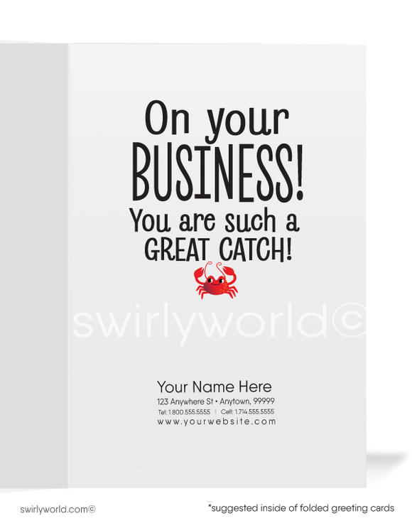 "Hooked on Your Business" Funny Business Thank You Cards for Customers