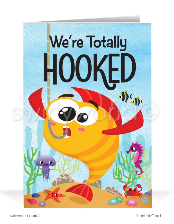 "Hooked on Your Business" Funny Business Thank You Cards for Customers