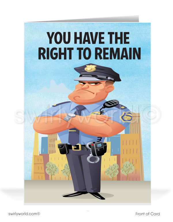 Humorous Funny Policeman Cartoon Business Thank You Cards
