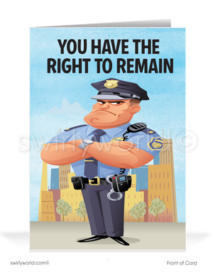 Humorous Funny Policeman Cartoon Business Thank You Cards