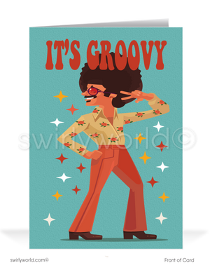 Groovy Disco Dancer Customer Business Thank You Cards