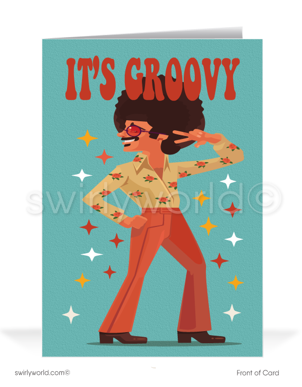 Groovy Disco Dancer Customer Business Thank You Cards