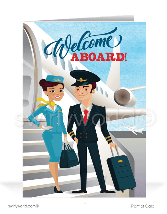 Business Welcome Aboard Cartoon Cards for Clients