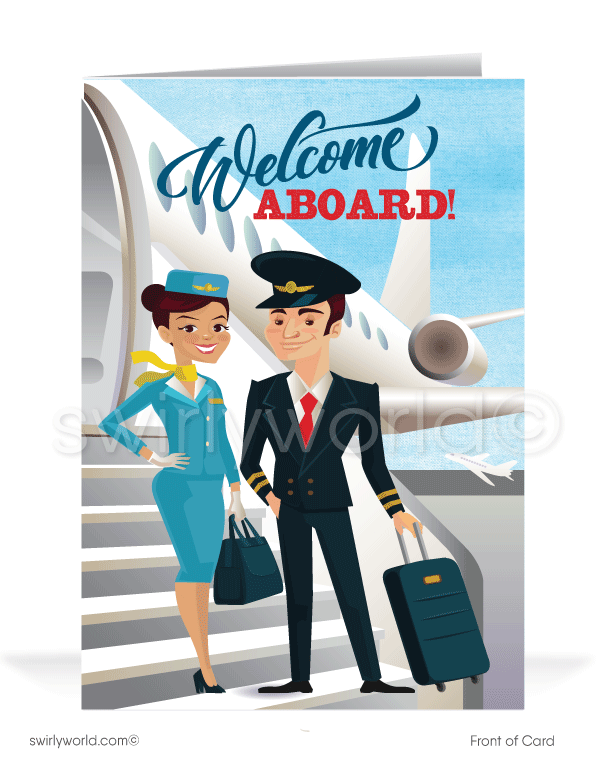 Business Welcome Aboard Cartoon Cards for Clients
