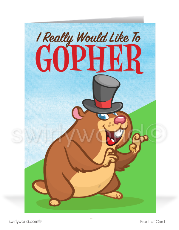 Funny Gopher Sale Promotion Marketing Business Cartoon Customer Cards