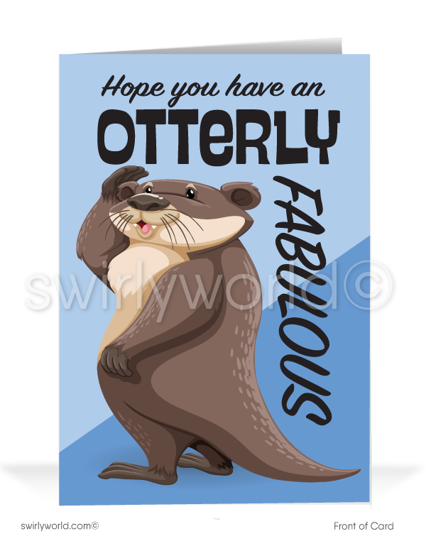 Funny Otter Business Happy Birthday Cards for Customers