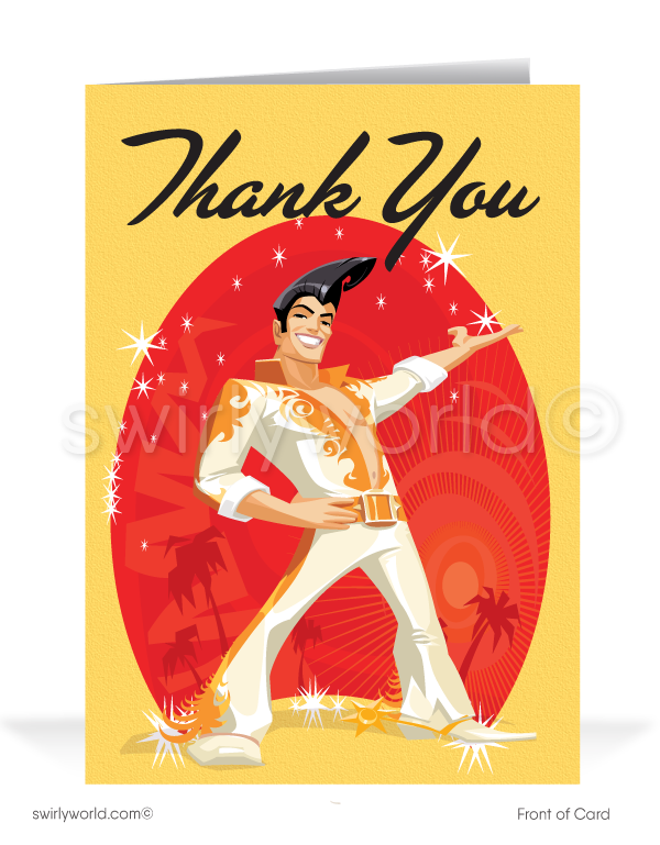 Funny Elvis Impersonator Thank You Cards for Business Customers