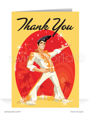 Funny Elvis Impersonator Thank You Cards for Business Customers