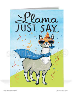 Funny Llama Business Happy Birthday Cards for Customers