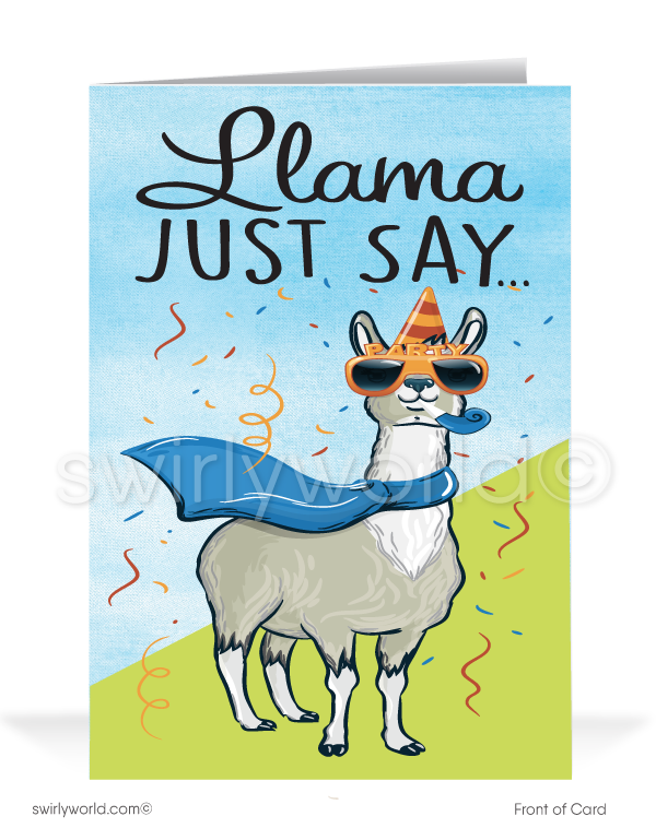 Funny Llama Business Happy Birthday Cards for Customers