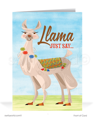 Llama Cartoon Business Thank You Cards for Customers