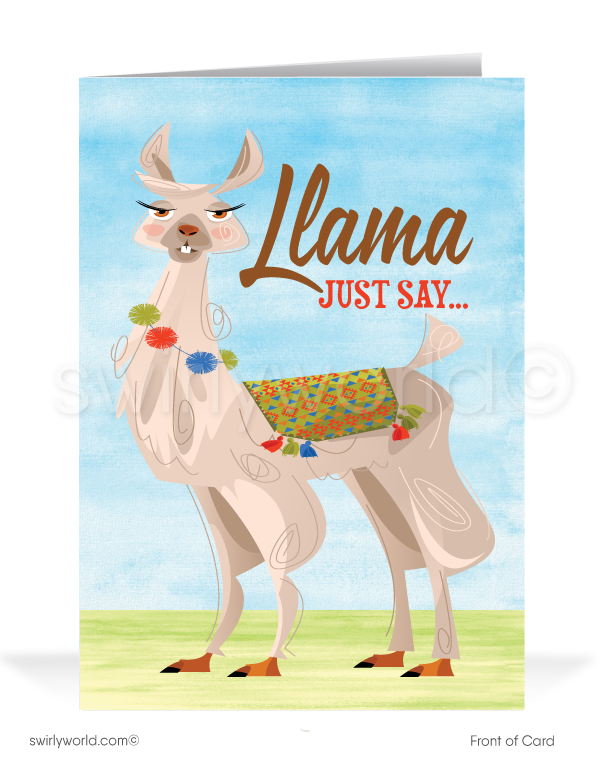 Llama Cartoon Business Thank You Cards for Customers