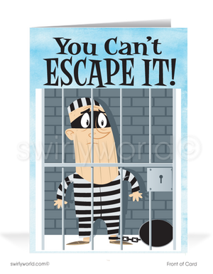 Funny Jailbird Business Happy Birthday Cards for Customers