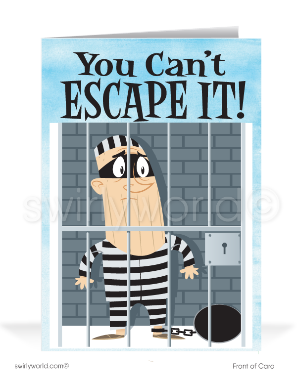 Funny Jailbird Business Happy Birthday Cards for Customers