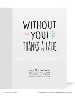 "Thanks a Latte" Cartoon Cute Customer Client Thank You Card for Business