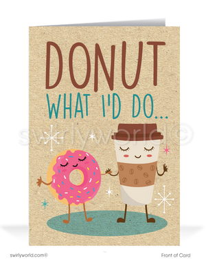 "Thanks a Latte" Cartoon Cute Customer Client Thank You Card for Business