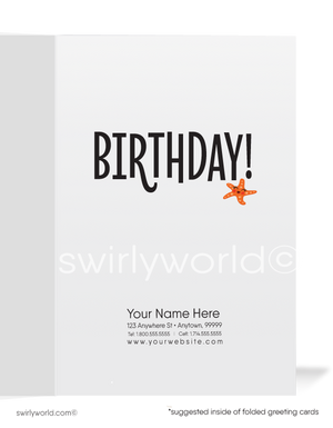 Cute Sea Turtle Business Happy Birthday Cards for Customers