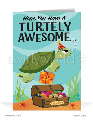 Cute Sea Turtle Business Happy Birthday Cards for Customers