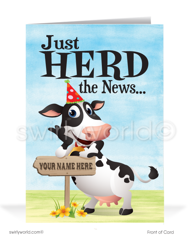 Funny Cow Business Happy Birthday Cards for Customers