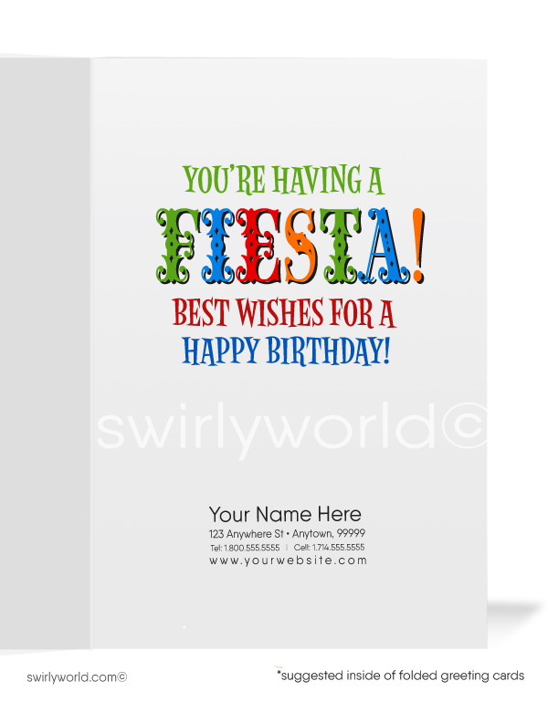 Funny Fiesta Mexican Happy Birthday Cards for Customers