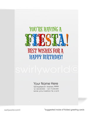 Funny Fiesta Mexican Happy Birthday Cards for Customers