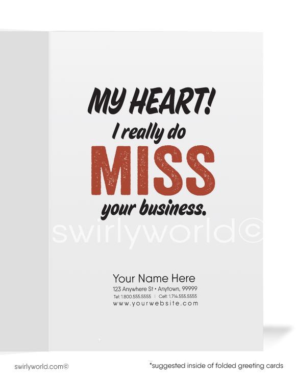 "Don't Go Bacon My Heart" Funny Cartoon Customer Miss You Cards