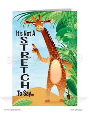 Giraffe Humorous Cartoon Thank You Cards for Customers