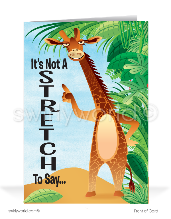 Giraffe Humorous Cartoon Thank You Cards for Customers