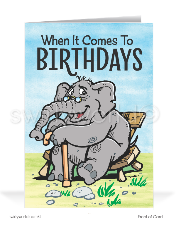 Funny Elephant Business Happy Birthday Cards for Customers