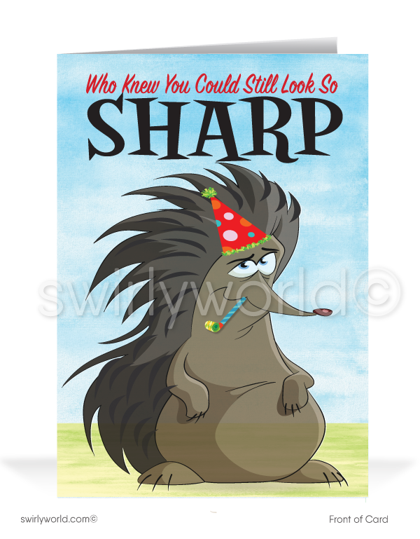 Cute Porcupine Business Happy Birthday Cards for Customers