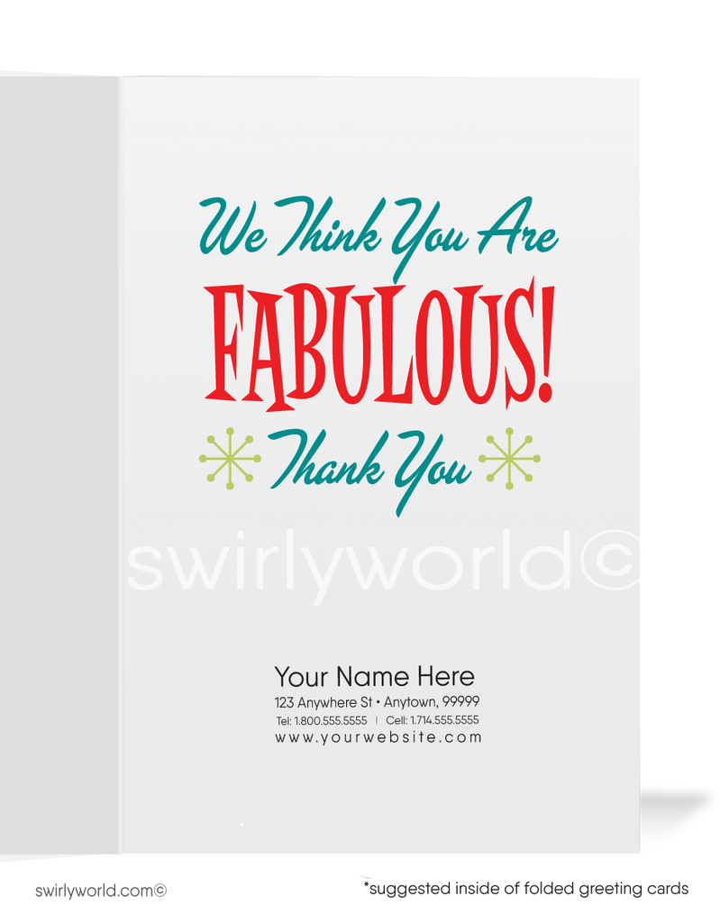 Retro Bowling Pin "Bowled Us Over" Funny Business Cartoon Cards for Customers