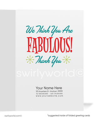 Retro Bowling Pin "Bowled Us Over" Funny Business Cartoon Cards for Customers