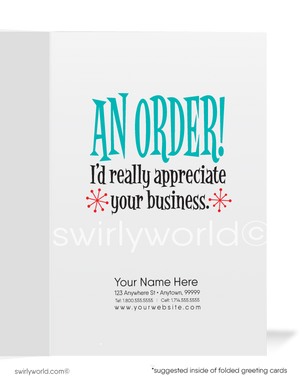 Funny Cartoon Retro Bowling Pin Thank You Cards for Customers