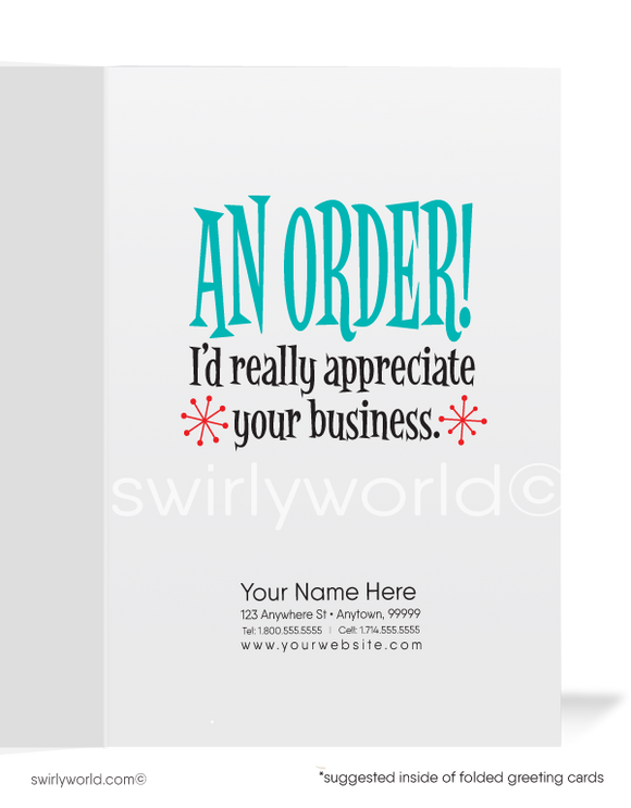 Funny Cartoon Retro Bowling Pin Thank You Cards for Customers