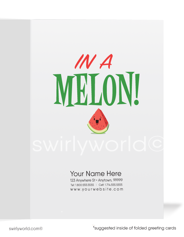 You're One in a Melon you-re-one-in-a-melon-thank-you-cards-for-customers-swirly-world-design