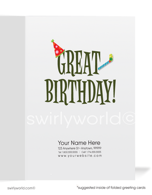 Funny Avocado Business Happy Birthday Greeting Cards for Customers