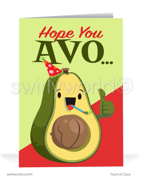 Funny Avocado Business Happy Birthday Greeting Cards for Customers