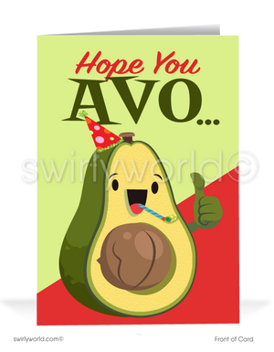 Funny Avocado Business Happy Birthday Greeting Cards for Customers