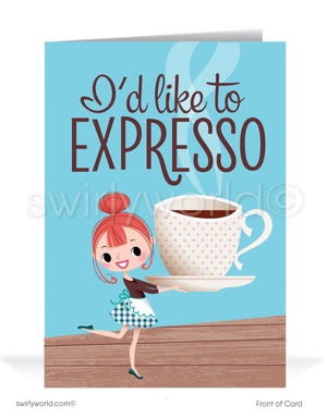 "Expresso My Thanks" Women in Business Humorous Thank You Greeting Cards