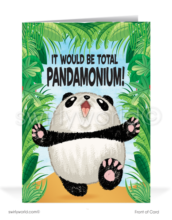 Funny Panda Cartoon Business Thank You Cards for Customers
