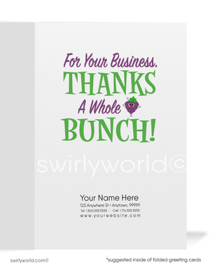 Grapeful For Your Business Cartoon Thank You Cards
