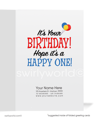 Funny Cartoon Beaver Happy Birthday Cards for Customers