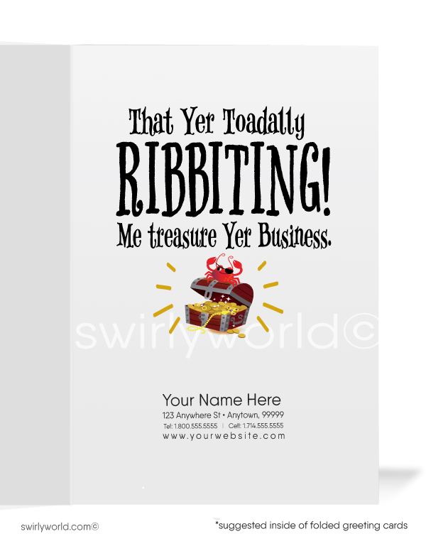 Frog Pirate Humorous Business "Thank You" Cards for Customers and Clients