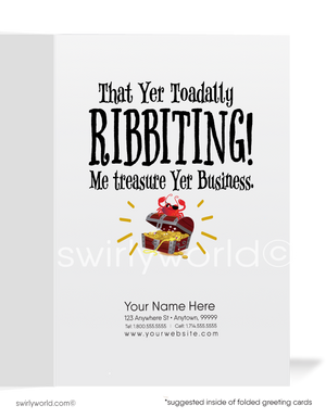 Frog Pirate Humorous Business "Thank You" Cards for Customers and Clients