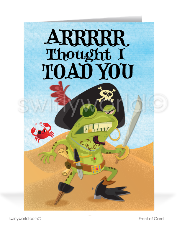 Frog Pirate Humorous Business "Thank You" Cards for Customers and Clients
